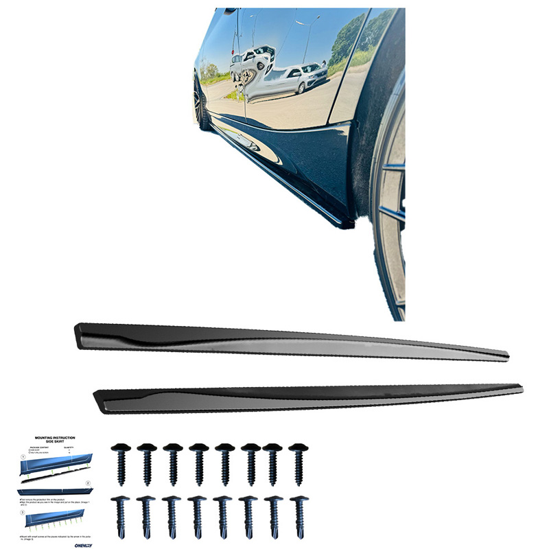 Image of Oneway Side Skirts Zwart ABS Plastic BMW 1 Serie