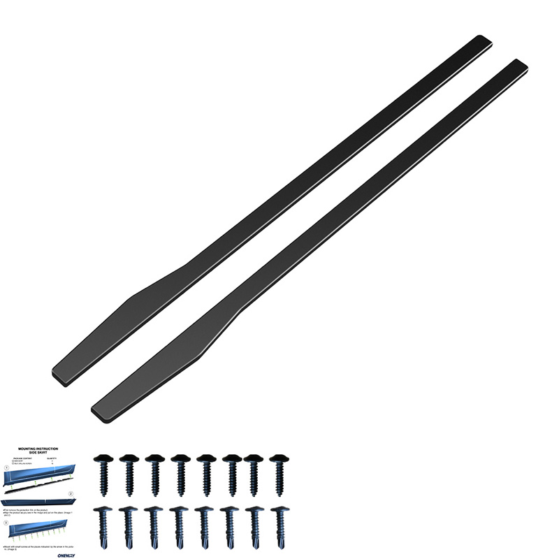 Image of Oneway Side Skirts Zwart ABS Plastic Mercedes C-Class