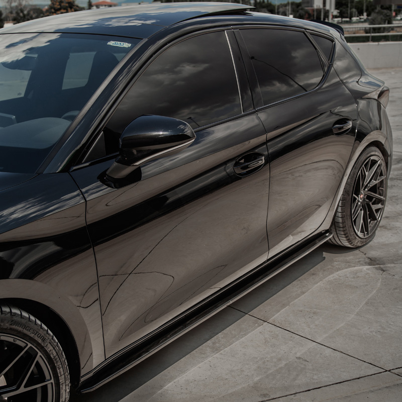 Image of Oneway Side Skirts Zwart ABS Plastic Seat Leon