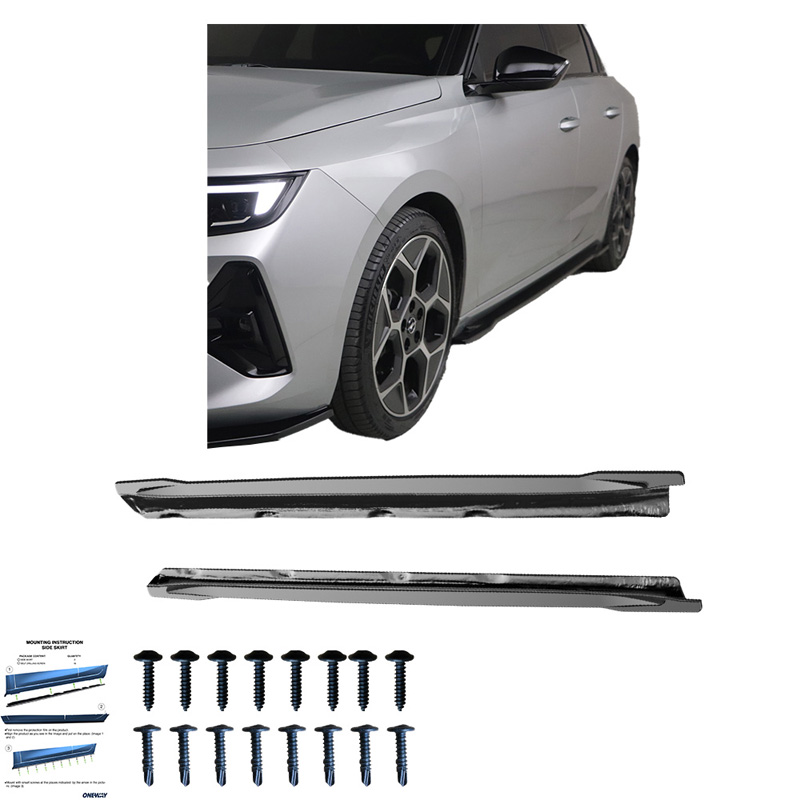 Image of Oneway Side Skirts Zwart ABS Plastic Opel Astra