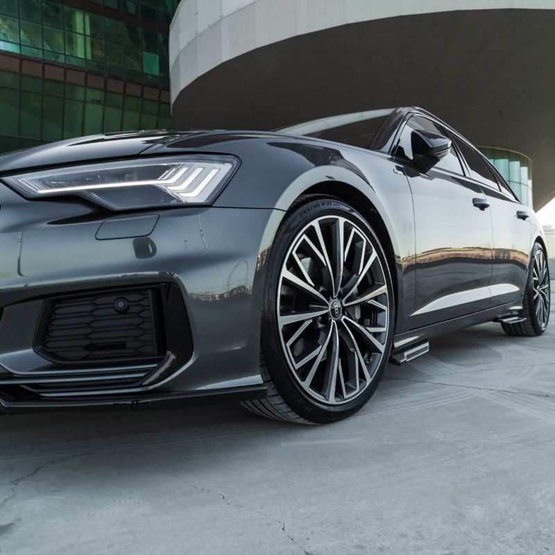 Image of Oneway Side Skirts Zwart ABS Plastic Audi A6,S6