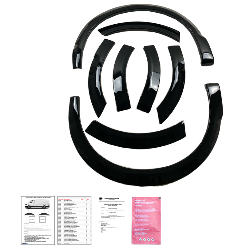 Image of Oneway Voor en Achter Spatbordverbreders Zwart ABS Plastic Volkswagen Transporter