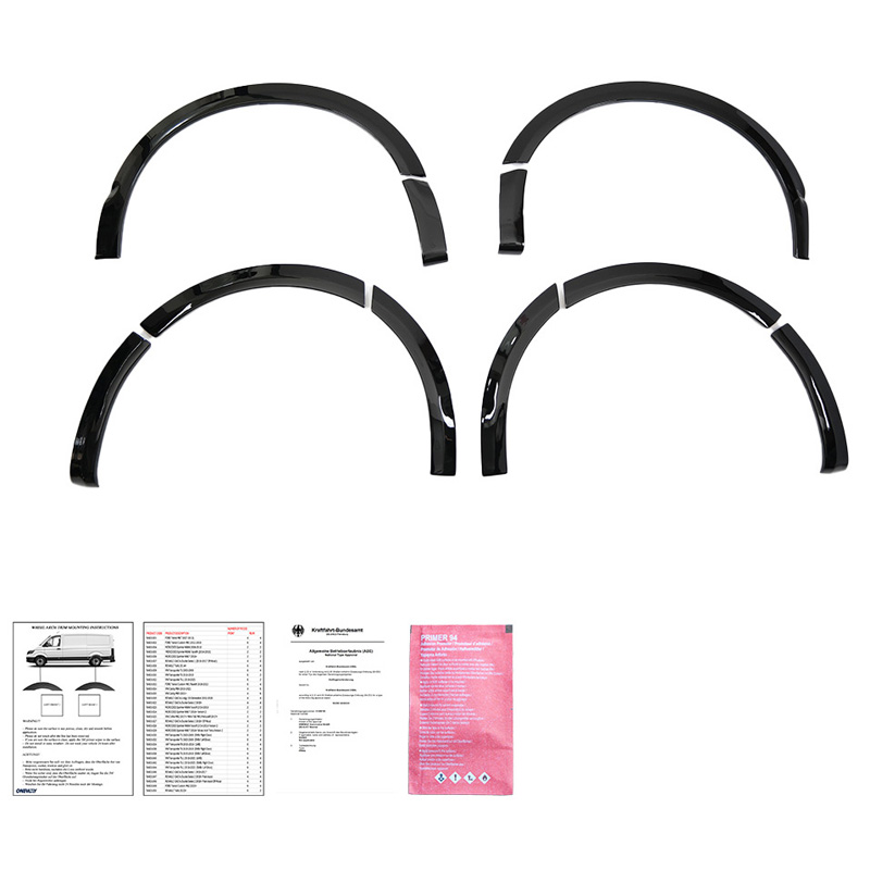 Image of Oneway Voor en Achter Spatbordverbreders Zwart ABS Plastic Volkswagen Transporter