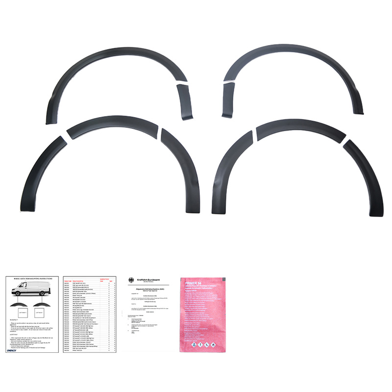 Image of Oneway Voor en Achter Spatbordverbreders Zwart ABS Plastic Volkswagen Transporter