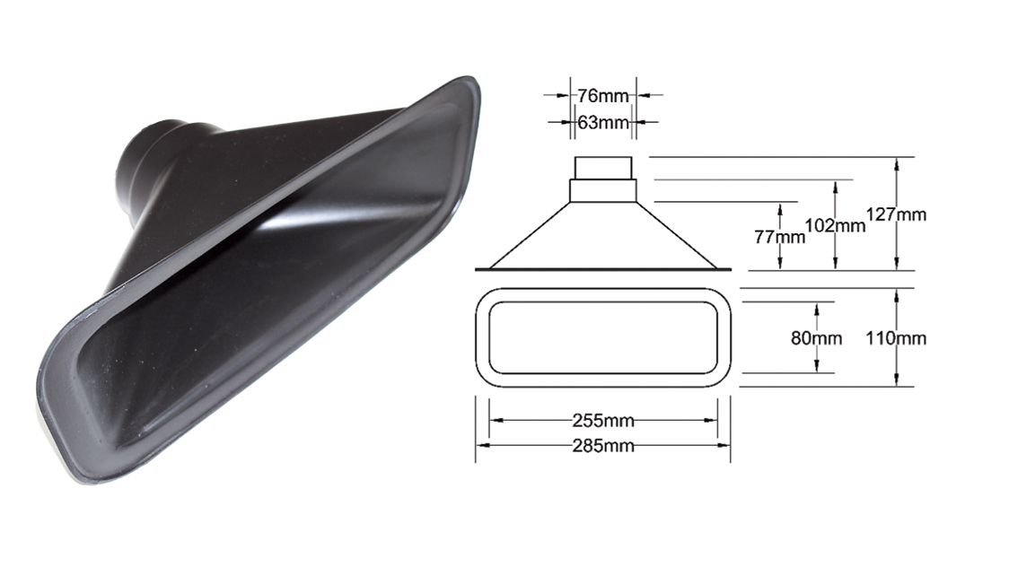 Image of QSP Luchtinlaat Zwart 63.5mm