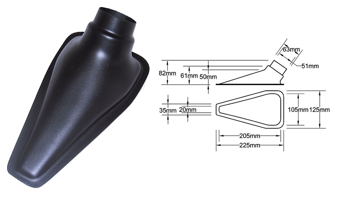 Image of QSP Luchtinlaat Zwart 63.5mm