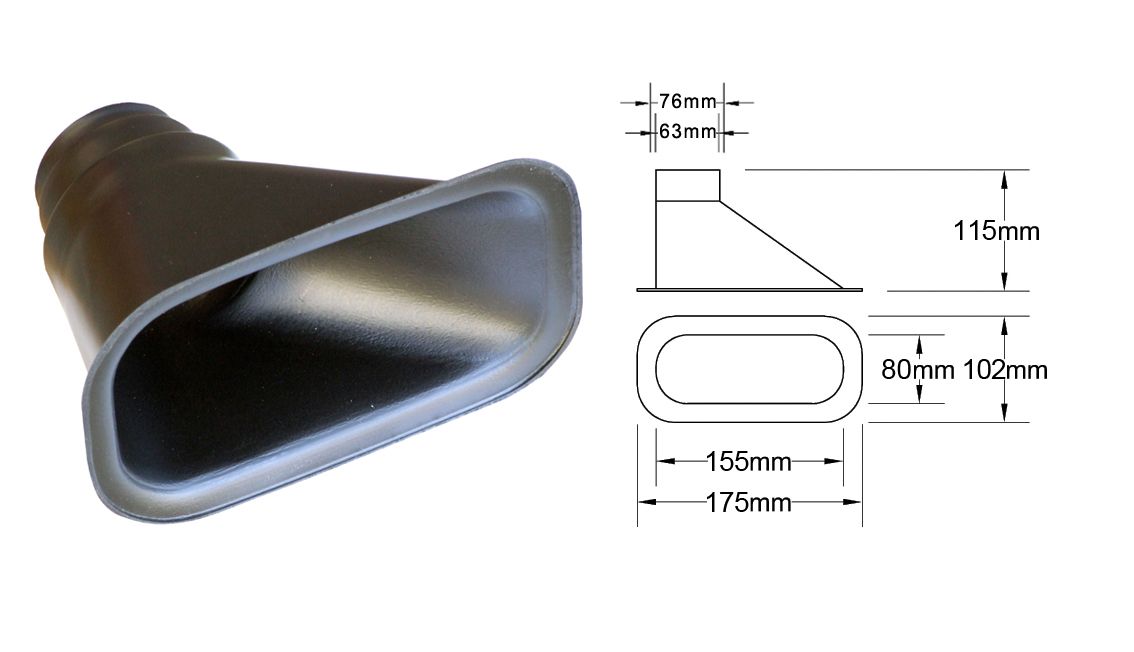 Image of QSP Luchtinlaat Zwart 63.5mm