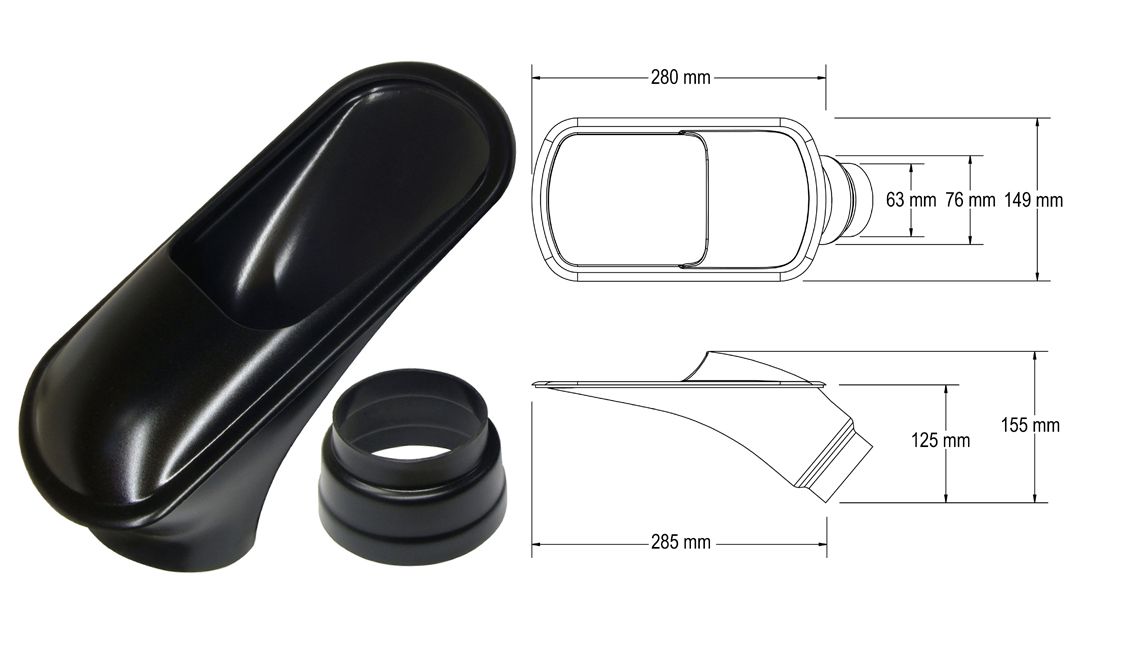 Image of QSP Luchtinlaat Zwart 63.5mm