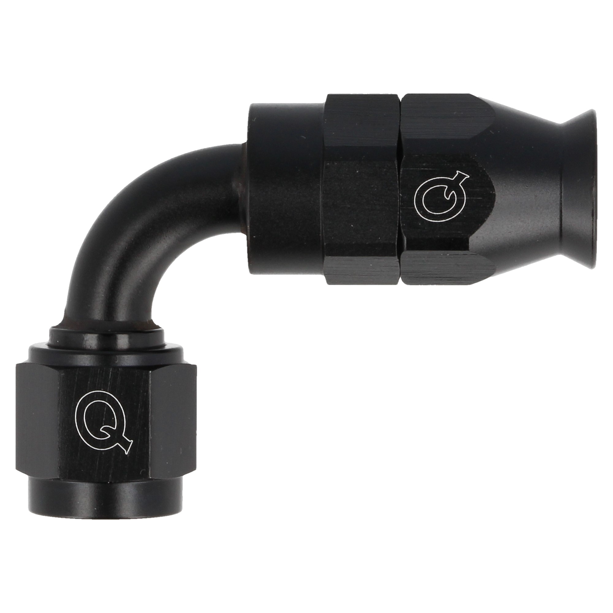 Image of QSP Slangadapter PTFE 90 Graden Zwart Aluminium