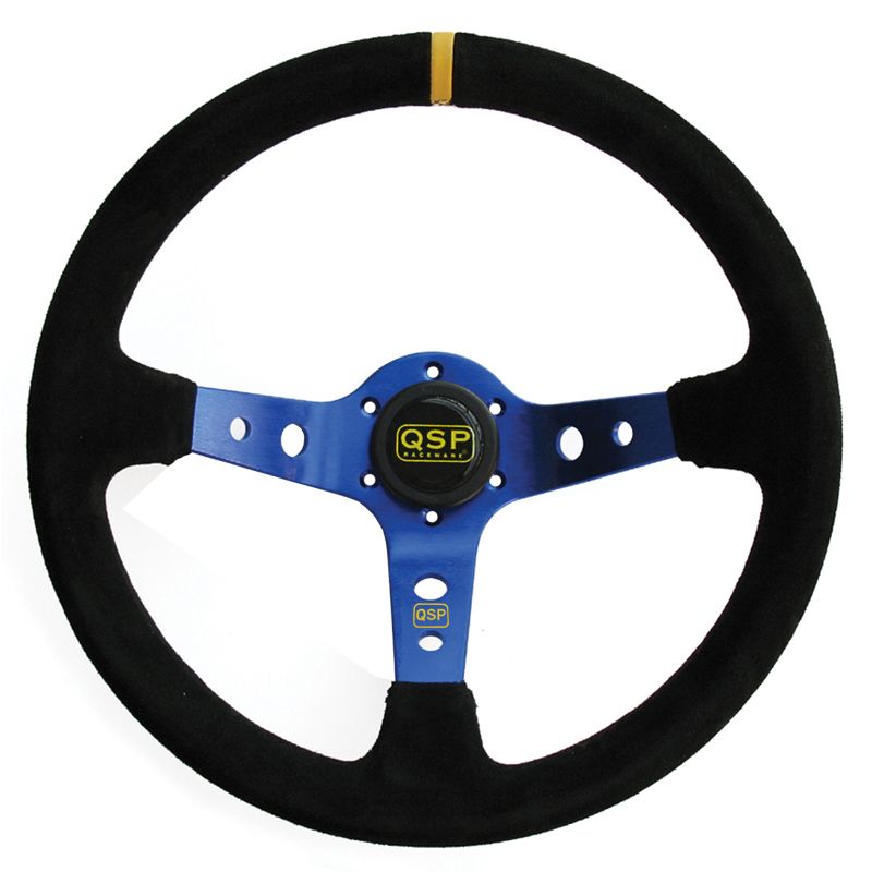 Image of QSP Stuur Racing Zwarte Kruisstiksel Blauw 350mm Suède
