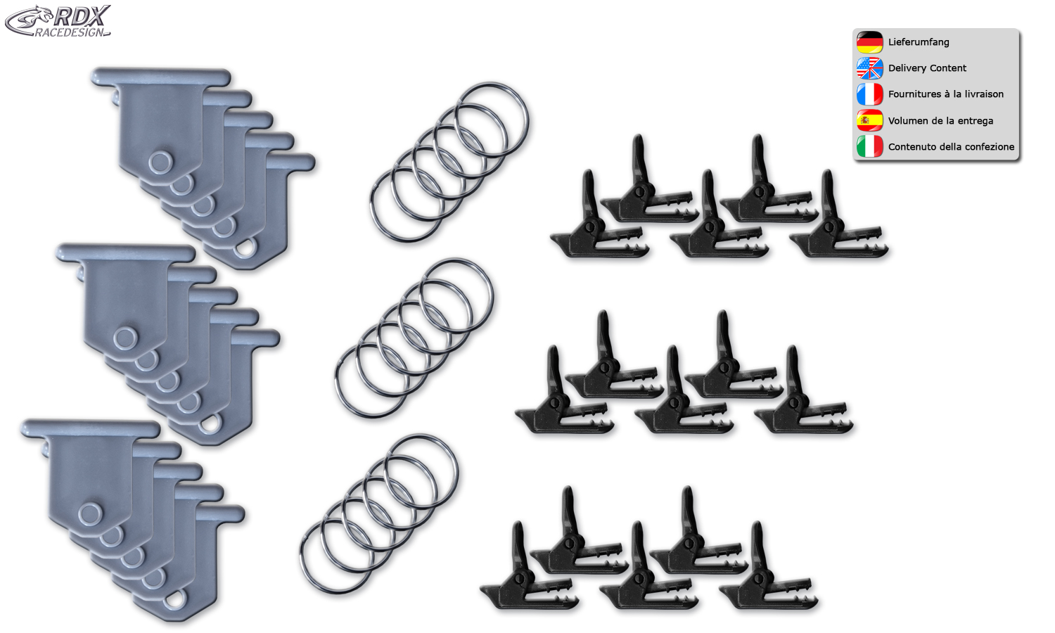 Image of RDX Racedesign Clips & Pins Grijs Kunststof