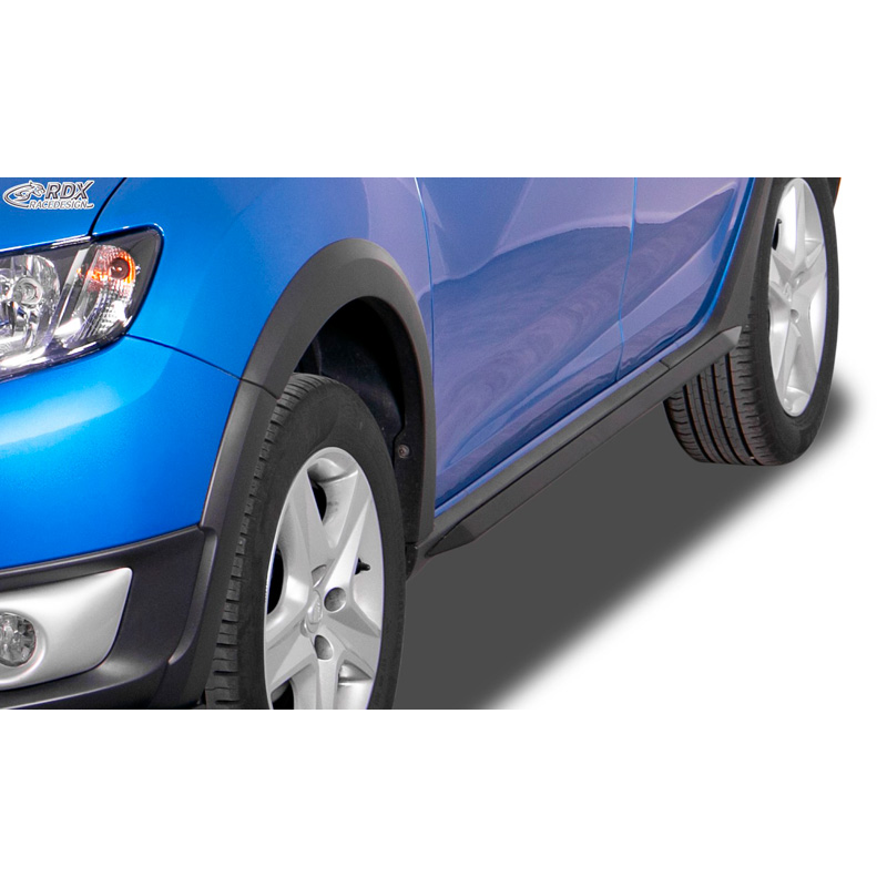 Image of RDX Racedesign Side Skirts Zwart ABS Plastic Dacia Sandero, Stepway
