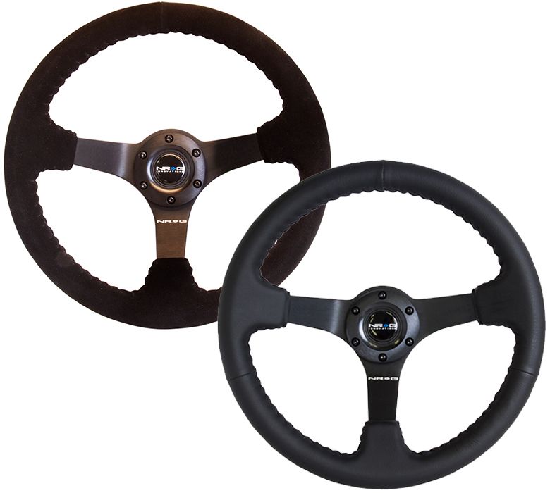 Image of NRG Innovations Stuur Zwarte Kruisstiksel Zwart 350mm