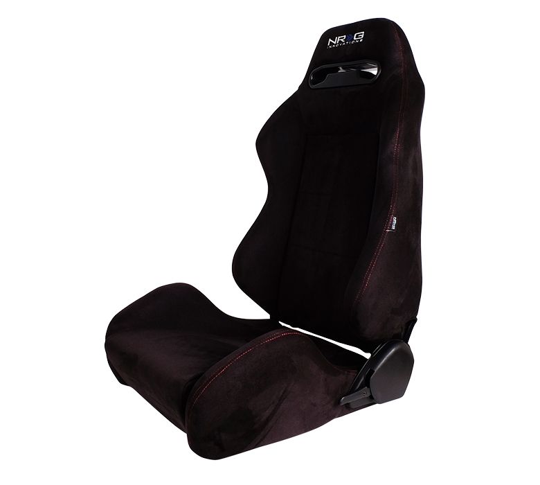 Image of NRG Innovations Verstelbare Stoel Rode Kruisstiksel Type R Style Zwart - Rood Suède