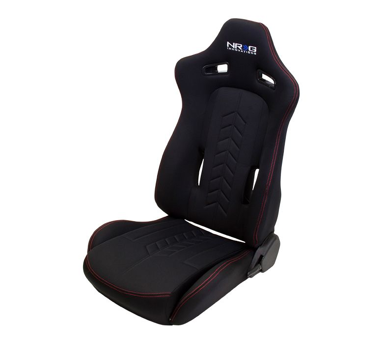 Image of NRG Innovations Verstelbare Stoel Rode Kruisstiksel The Arrow Style Zwart - Rood Stof