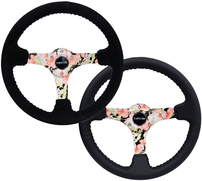 Image of NRG Innovations Stuur Zwarte Kruisstiksel Bloemen 350mm