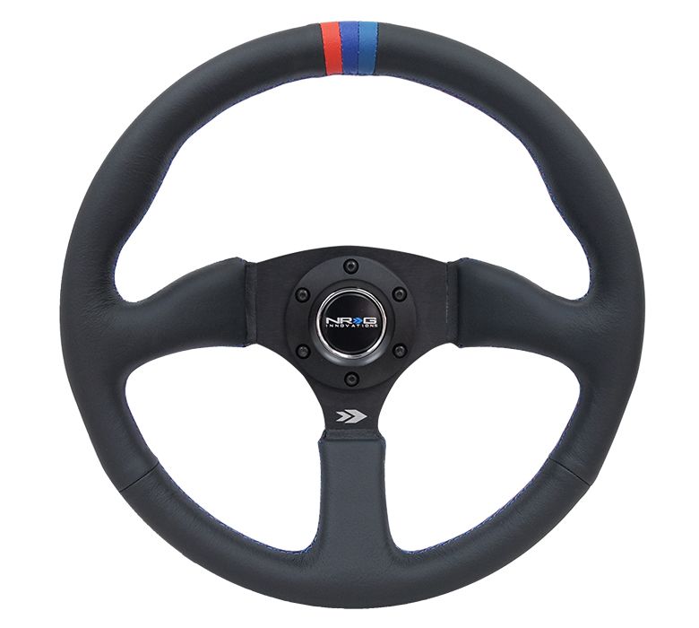 NRG Innovations Stuur Motorsport Kruisstiksel M Style Zwart 350mm Leer