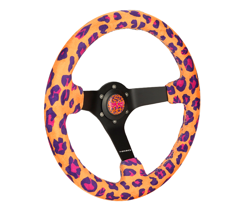 Image of NRG Innovations Stuur Oranje Kruisstiksel Savage Orange Leopard Oranje - Zwart 350mm Microfiber