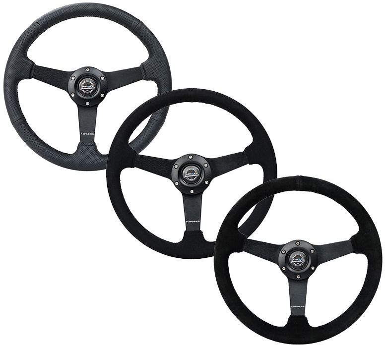 Image of NRG Innovations Stuur Zwarte Kruisstiksel Zwart 350mm