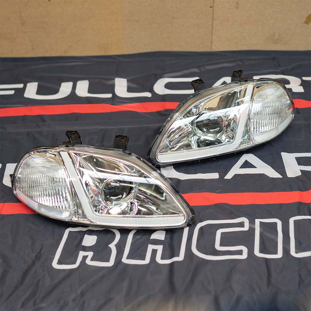 Image of SK-Import Koplamp TWEEDE KANS Chrome Housing Honda Civic Pre Facelift