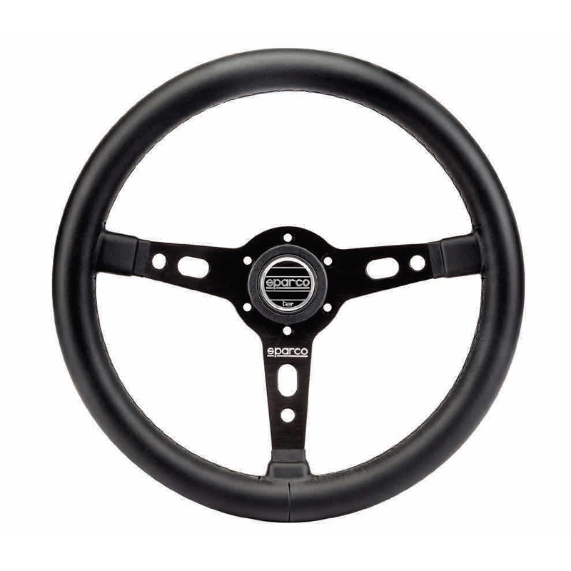 Image of Sparco Stuur Zwarte Kruisstiksel Targa Zwart 350mm Leer