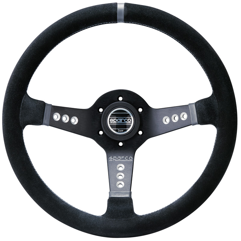 Image of Sparco Stuur L777 Grijs Kruisstiksel Zwart 350mm Alcantara