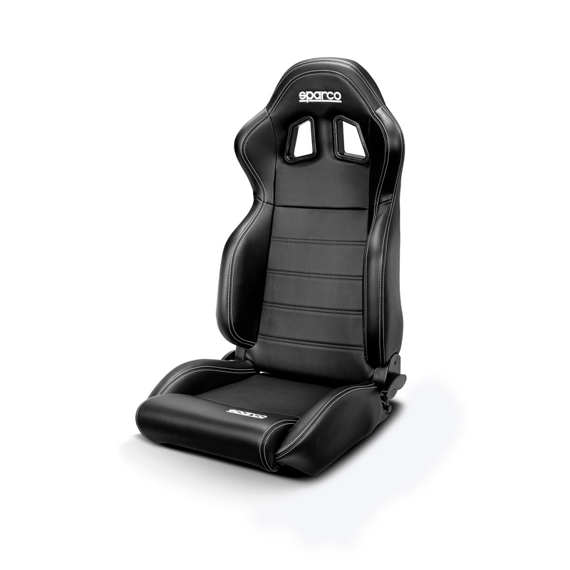 Image of Sparco Verstelbare Stoel R100 Witte kruisstiksel MY22 Wit Kunstleer