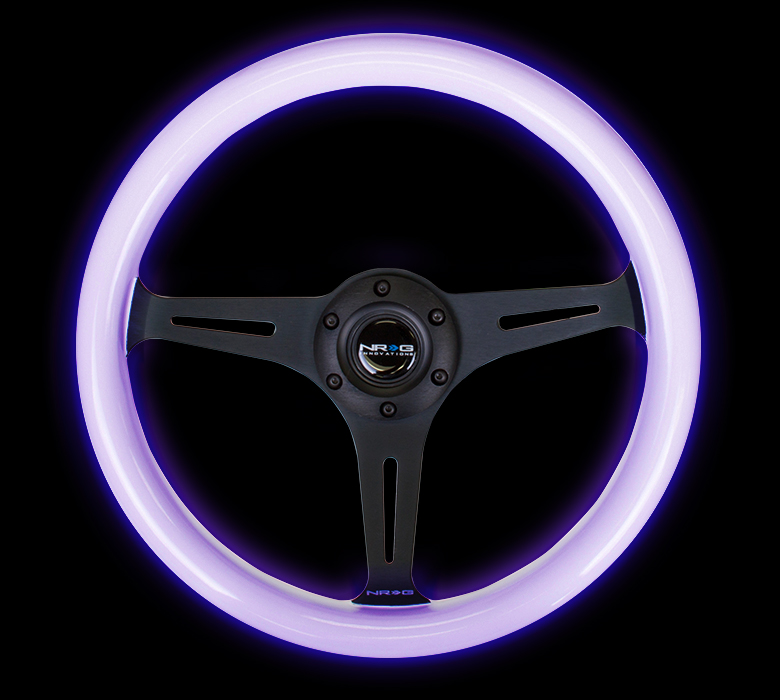 Image of NRG Innovations Stuur Glow in the Dark Paars Wit - Zwart 350mm Hout