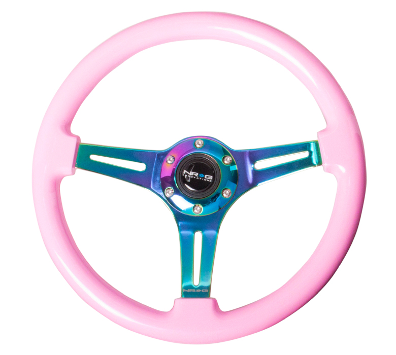 Image of NRG Innovations Stuur Roze - Neo Chroom 350mm Hout