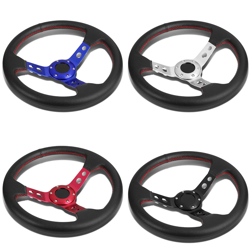 Image of SK-Import Stuur Drift Deep Dish 350mm 75mm Leer