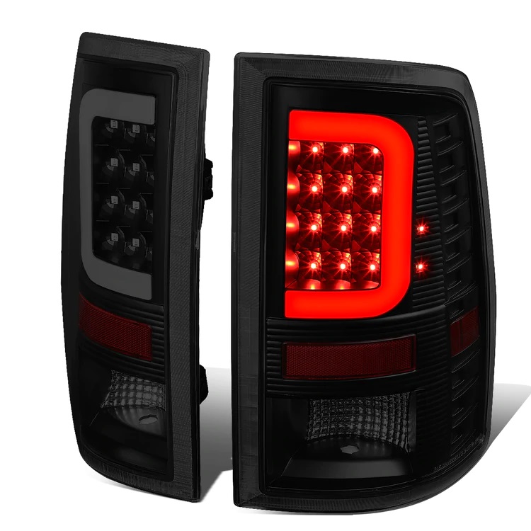 Image of SK-Import Achter Achterlicht C-Bar Style LED Black Housing Smoke Glas ABS Plastic Dodge Ram