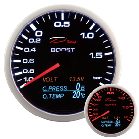 Image of Depo Racing Meter 4 in 1 Series Zwart 60mm Boost, voltage, oliedruk, olietemp