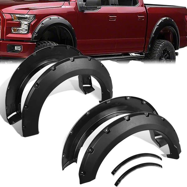 Image of ABS Dynamics Voor en Achter Scherm Verbreders Flat Black ABS Plastic Ford F150 Pre Facelift