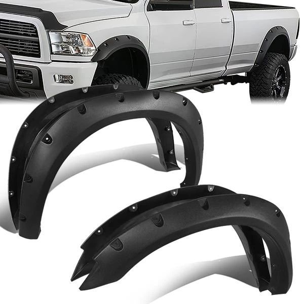 Image of ABS Dynamics Voor en Achter Scherm Verbreders Pocket Rivet Style Zwart ABS Plastic Dodge Ram