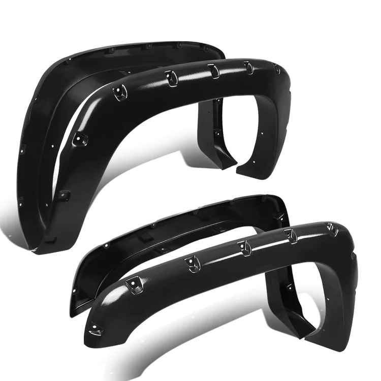 Image of ABS Dynamics Voor en Achter Scherm Verbreders Flat Black ABS Plastic Chevrolet Silverado
