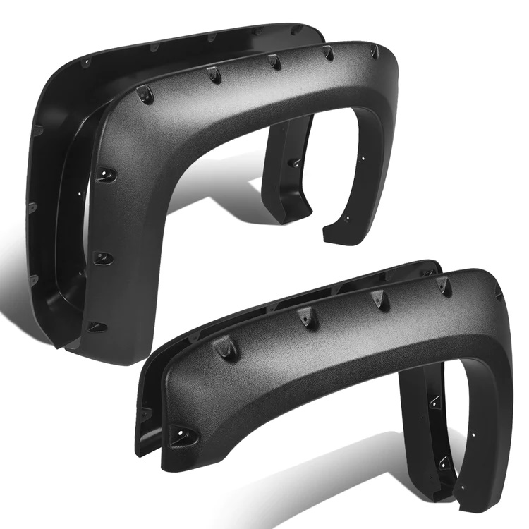 Image of ABS Dynamics Voor en Achter Scherm Verbreders Flat Black ABS Plastic Chevrolet Silverado