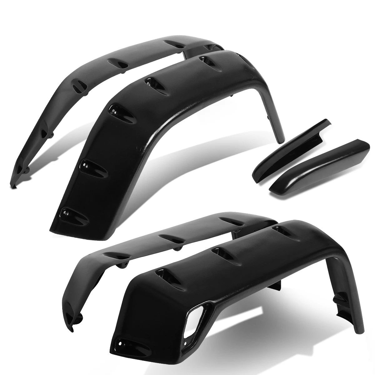 Image of ABS Dynamics Voor en Achter Scherm Verbreders Pocket Rivet Style Glanzend Zwart ABS Plastic Jeep Wrangler