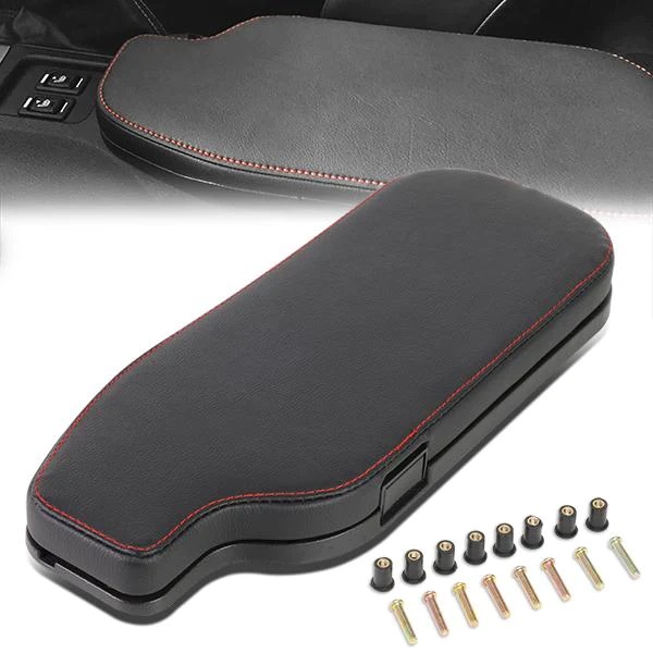 Image of SK-Import Middenconsole deksel Rode Kruisstiksel Zwart PVC Leather Subaru,Toyota