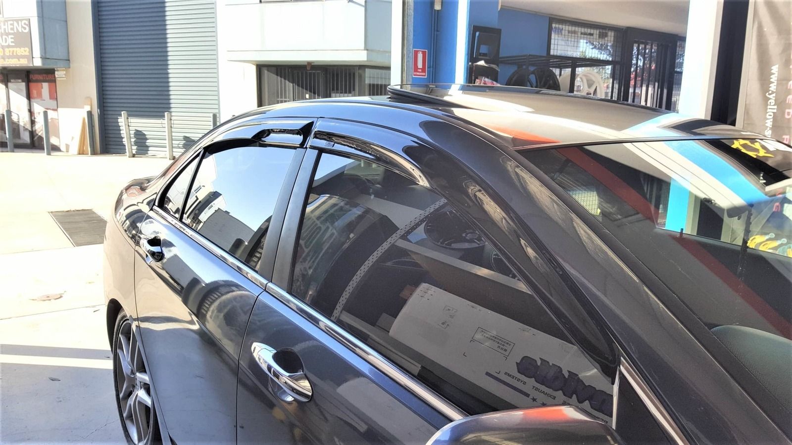 Image of SK-Import Voor en Achter Zijwindscherm Plak Mugen Style 4-Deurs Smoke Kunststof Honda Accord