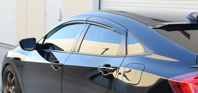 Image of SK-Import Voor en Achter Zijwindscherm Plak Mugen Style 4-Deurs Smoke Kunststof Honda Civic