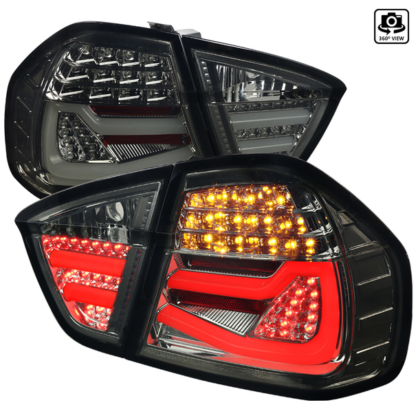 Image of SK-Import Achterlichten Met Ledstrip Chrome Housing Smoke Glas BMW 3-serie Pre LCI