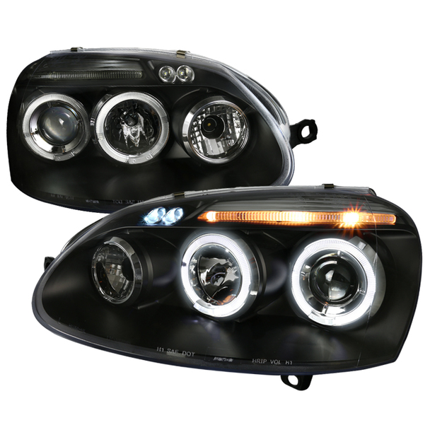 Image of SK-Import Koplampen Dubbele Halo Flat Black Housing Smoke Glas Volkswagen Golf