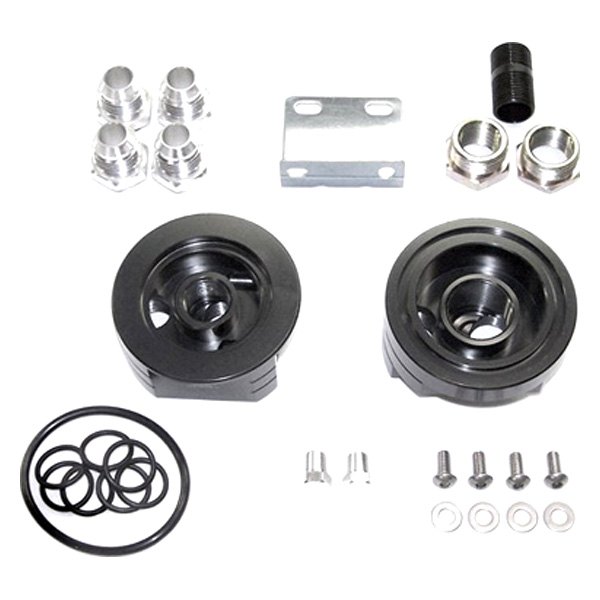 Blox Racing Olie Filter Relocation Kit Zilver Gepolijst Aluminium