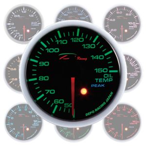 Depo Racing Meter SKPK Series Zwart 52mm Olietemperatuur