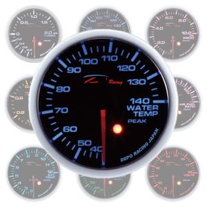 Depo Racing Meter SKPK Series Zwart 52mm Water Temperatuur