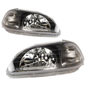 TYC Koplampen JDM Handmatig Verstelbaar Black Housing Honda Civic Pre-Facelift 1996-1998