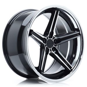 Concaver CVR9 Velgen 20 Inch 10.5J ET10-53 Custom PCD Diepe Concave Flow Form Black Diamond Cut Stainless Steel Polished Lip