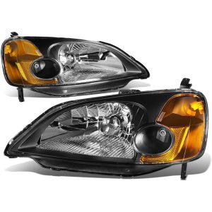 SK-Import Koplampen JDM Style Black Housing Oranje Glas Honda Civic Pre Facelift