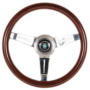 Nardi Stuur Plat Zilver 340mm Hout
