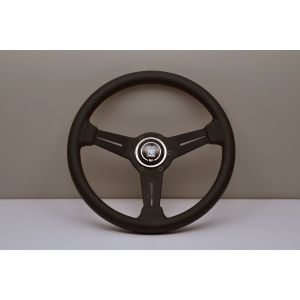 Nardi Stuur Zwarte Kruisstiksel Plat Zwart 330mm Leer